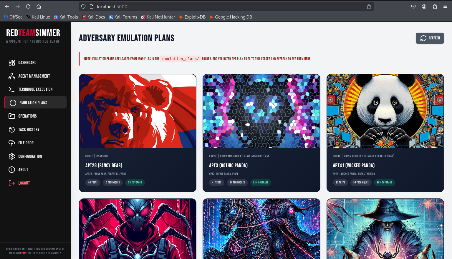 RedTeamSimmer Enterprise dashboard