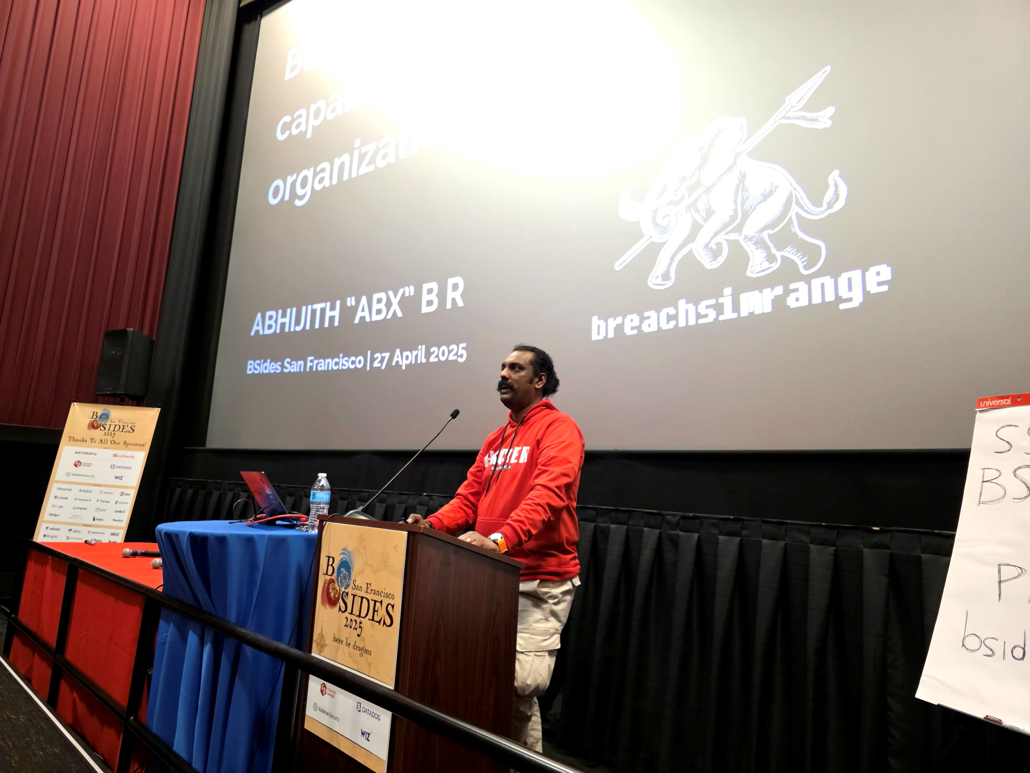 Abhijith B R leading the adversary emulation workshop at BSides San Francisco 2025