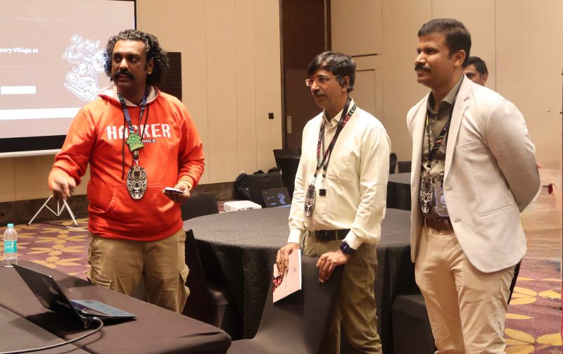 Abhijith B R at the adversary and ransomware emulation session at c0c0n 2025