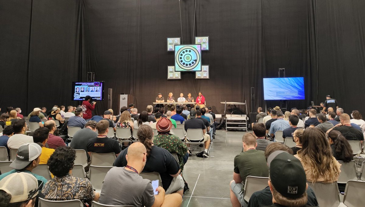 Abhijith B R moderating the Formidable Adversaries panel at DEF CON 32