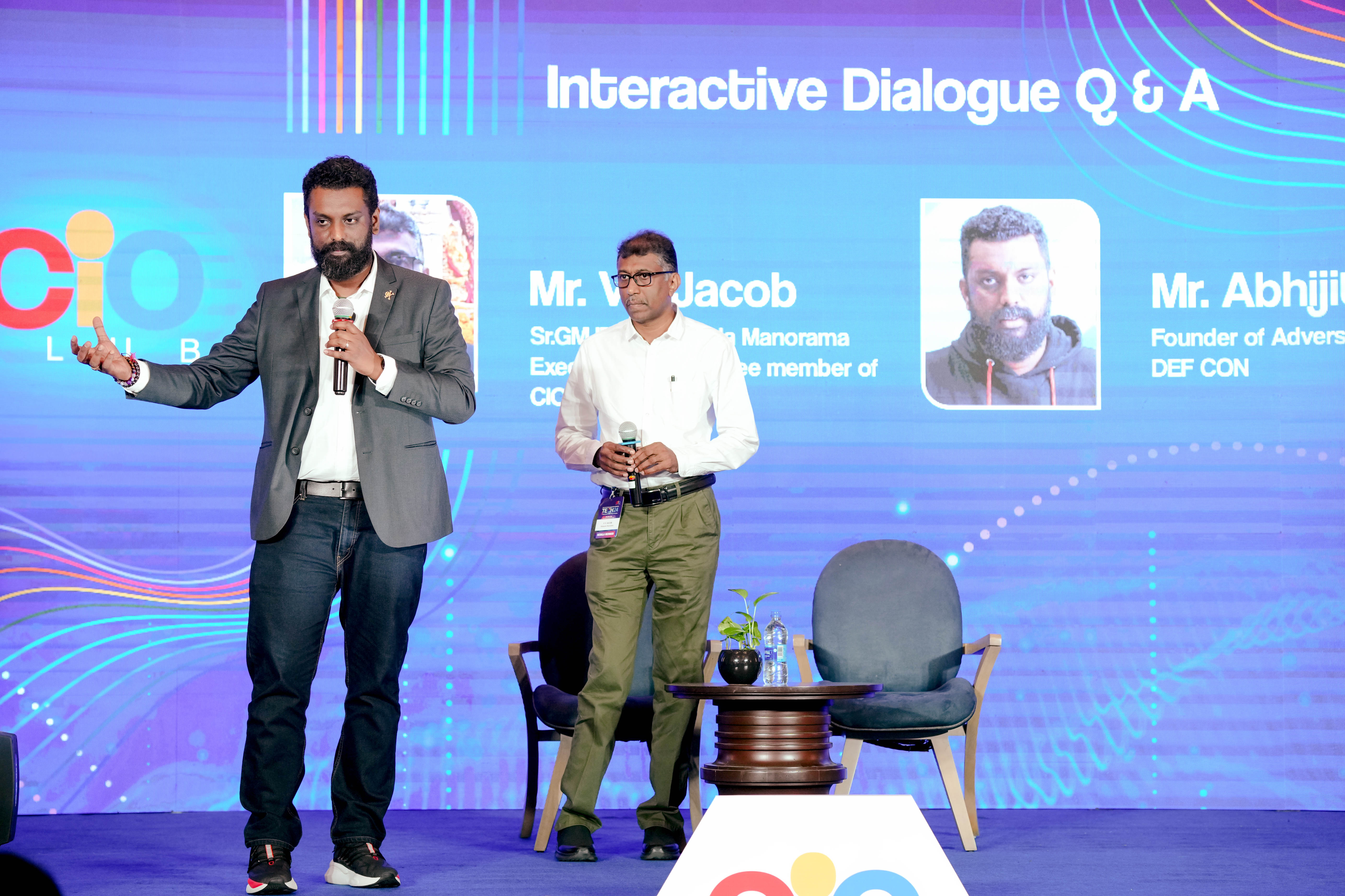 Abhijith B R presenting adversarial insights at the Tech24 keynote
