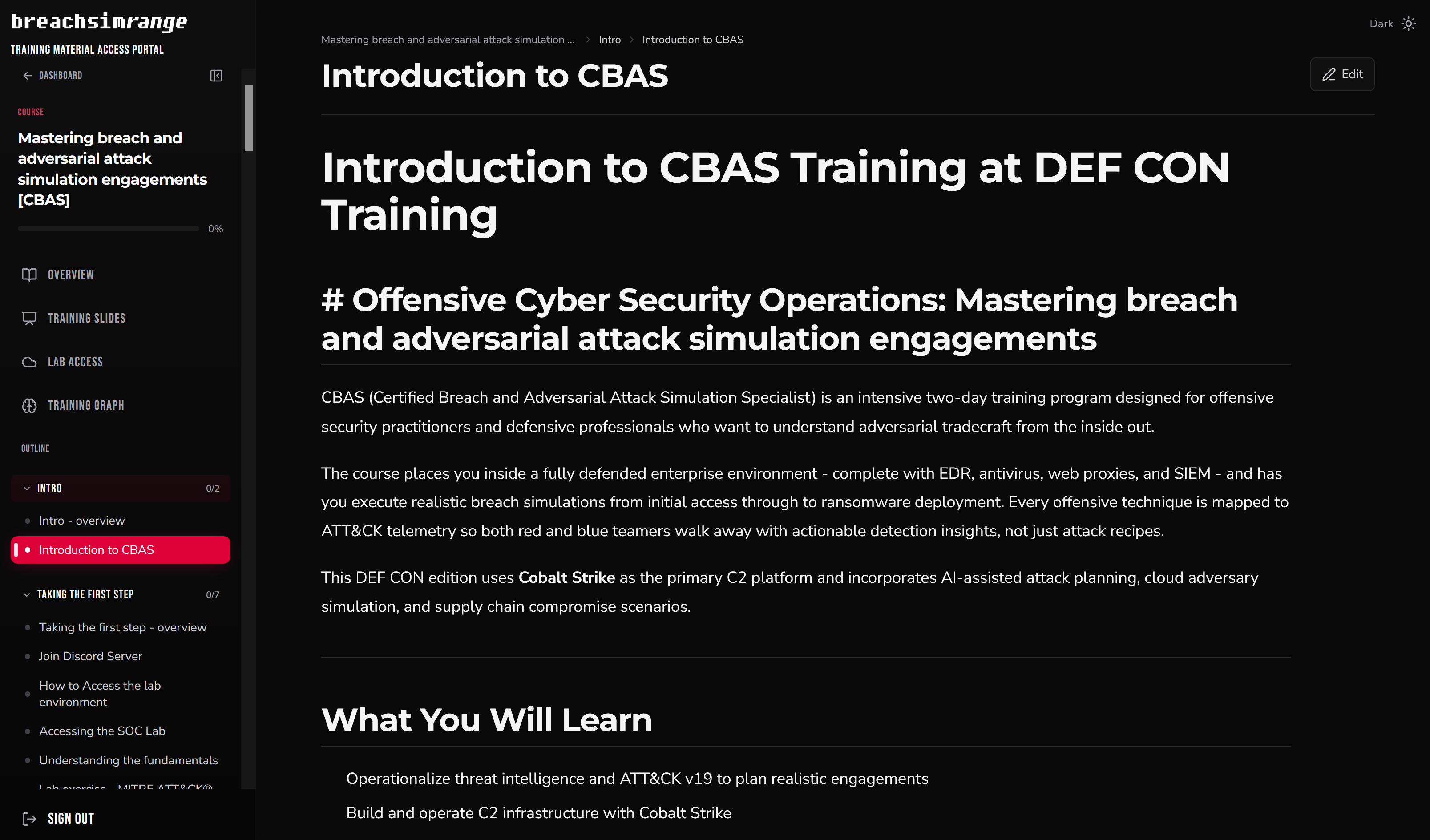 Training portal hands-on lab environment